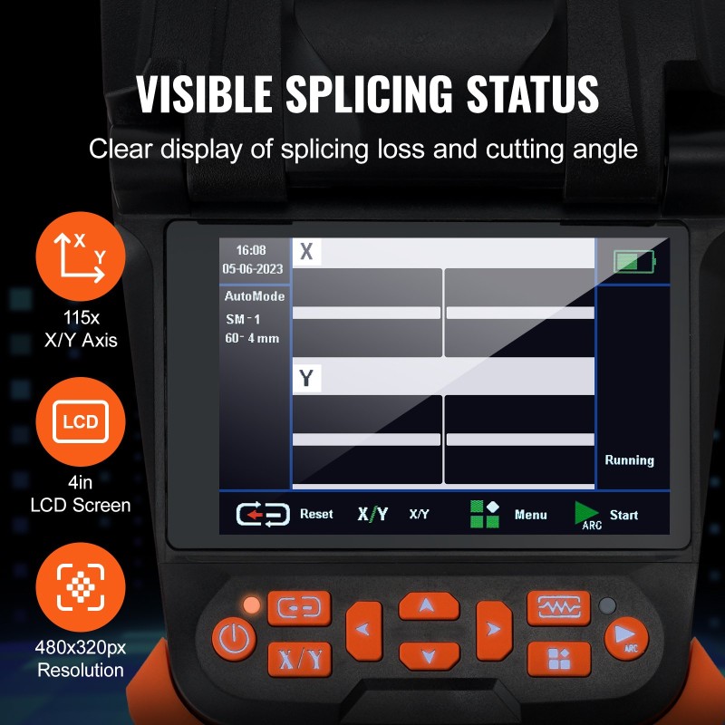Kuituhitsauslaite 4 moottoria vaippakohdistus automaattitarkennus 10,16 cm digitaalinen näyttö säänkestävä