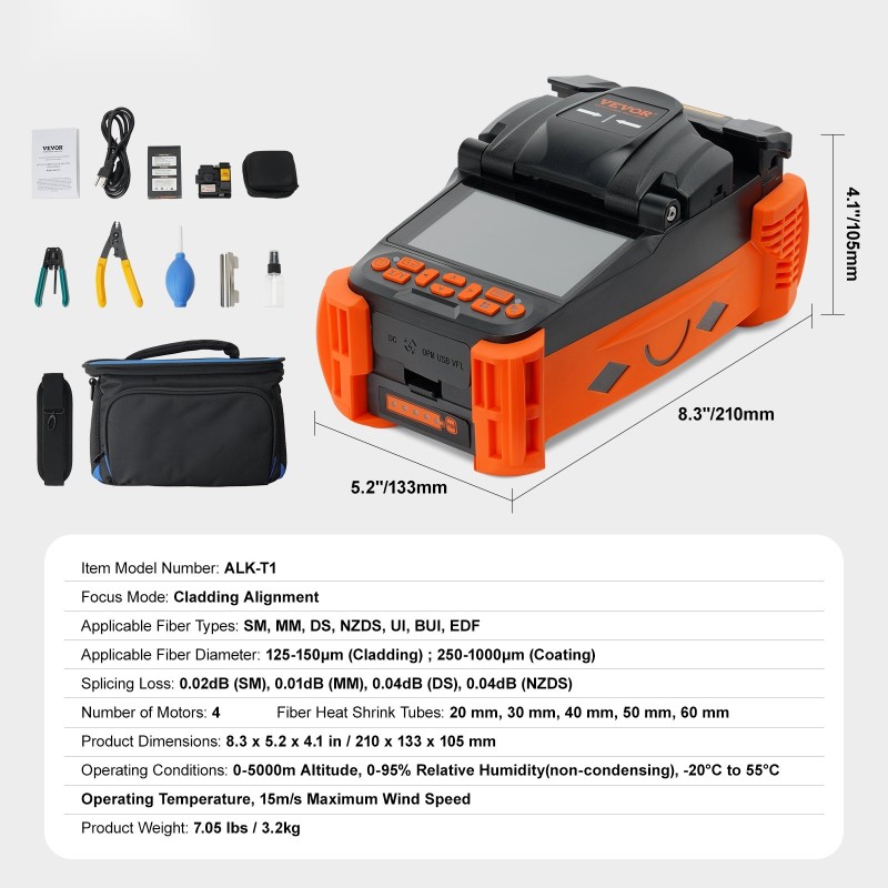 Kuituhitsauslaite 4 moottoria vaippakohdistus automaattitarkennus 10,16 cm digitaalinen näyttö säänkestävä