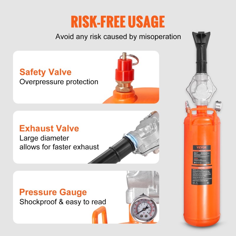 Rengaspaukutin 8 L alumiinirunko 5,9–8 bar pistoolikahva