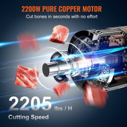 Sähkökäyttöinen luusahakone 2200 wattia ruostumatonta terästä 0–180 mm 6 terää ammattikäyttöön