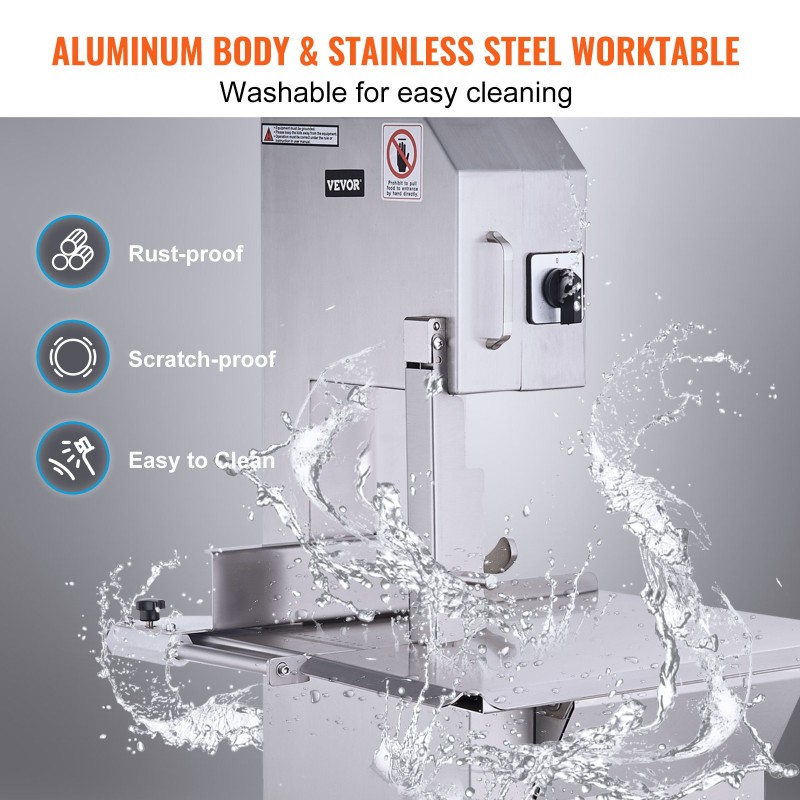 Sähkökäyttöinen luusahakone 2200 wattia ruostumatonta terästä 0–180 mm 6 terää ammattikäyttöön