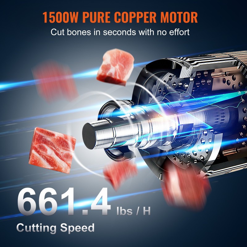 Sähköinen luusahakone 1500 W alumiiniseos ja ruostumaton teräs 4–200 mm