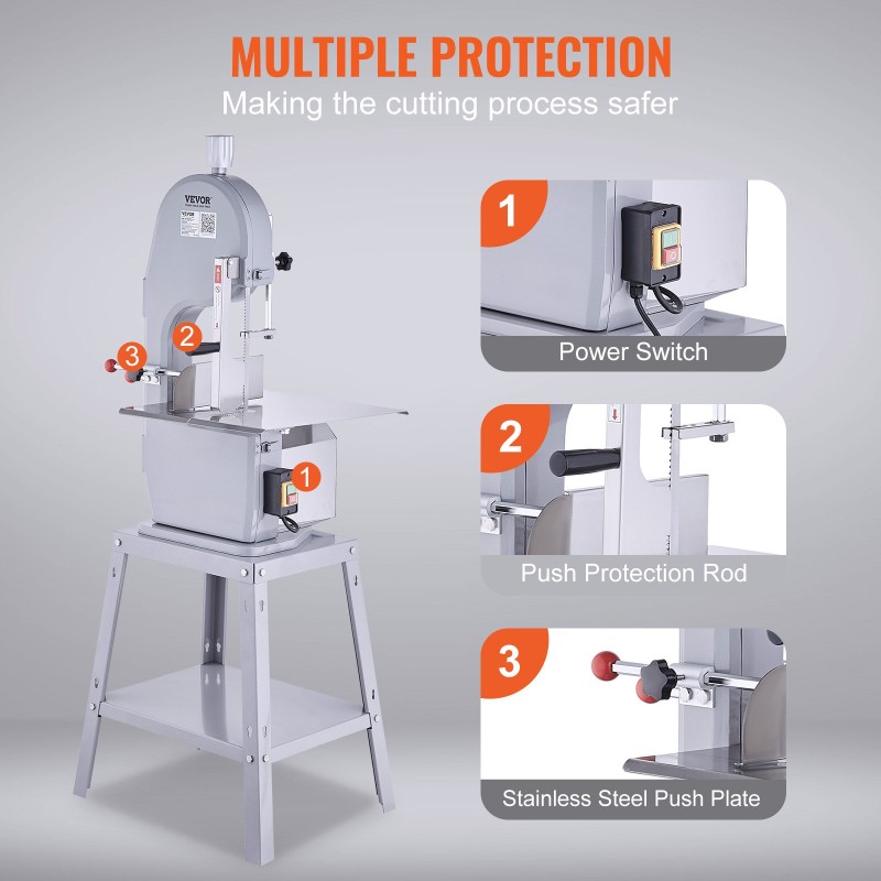 Luusahakone 1500W sähkökäyttöinen alumiiniseos ja ruostumaton teräs 4–200 mm ravintoloihin ja teollisuuskäyttöön