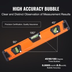 Vatupassisarja alumiiniseos magneettinen neliosainen kolme kuplaputkea iskunkestävä 48/24/16/10 tuumaa