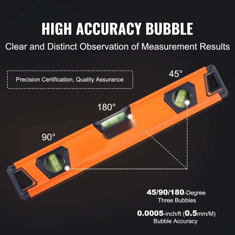 Vatupassisarja alumiiniseos magneettinen neliosainen kolme kuplaputkea iskunkestävä 48/24/16/10 tuumaa