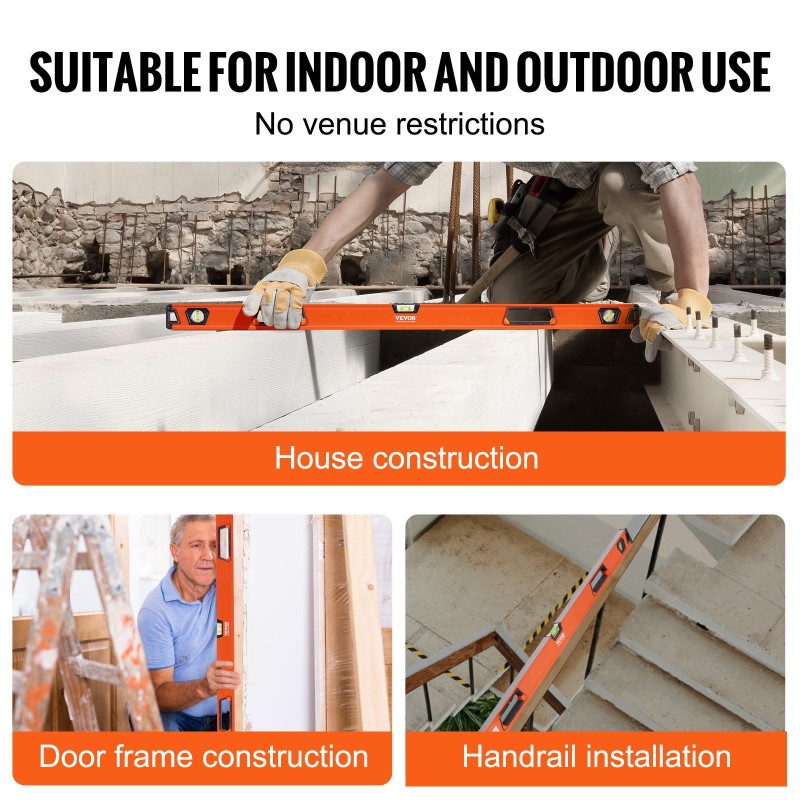 Kuplavesivaaka alumiinirunkoinen 1222 mm 3 kuplaa 0, 45 ja 90 astetta iskunkestävä