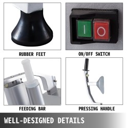 Sähköinen vihannesleikkuri 550 watin ruostumaton teräs ja valualumiiniseos kuusi leikkuulevyä