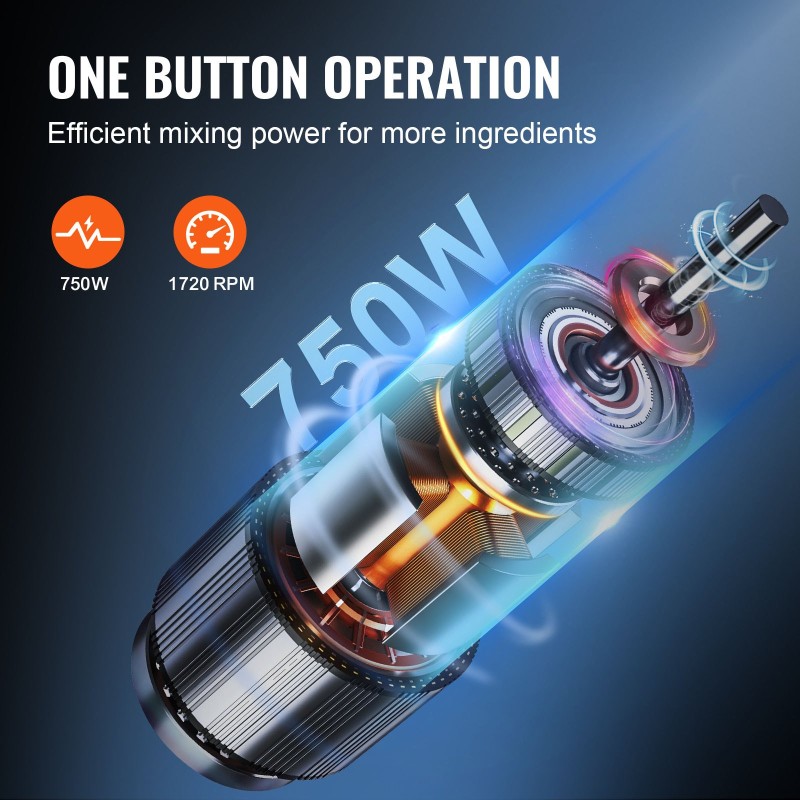 Monitoimikone vihanneksille ruostumatonta terästä 7QT-kulho 750W 2 S-muotoista terää