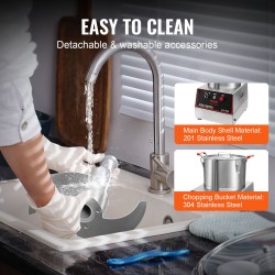 Monitoimikone vihanneksille ruostumatonta terästä 7QT-kulho 750W 2 S-muotoista terää