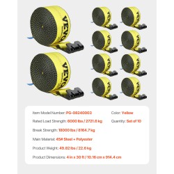 Vinssihihnat polyesteri 10,2 cm x 9,1 m työkuorma 2,7 t 10 kpl