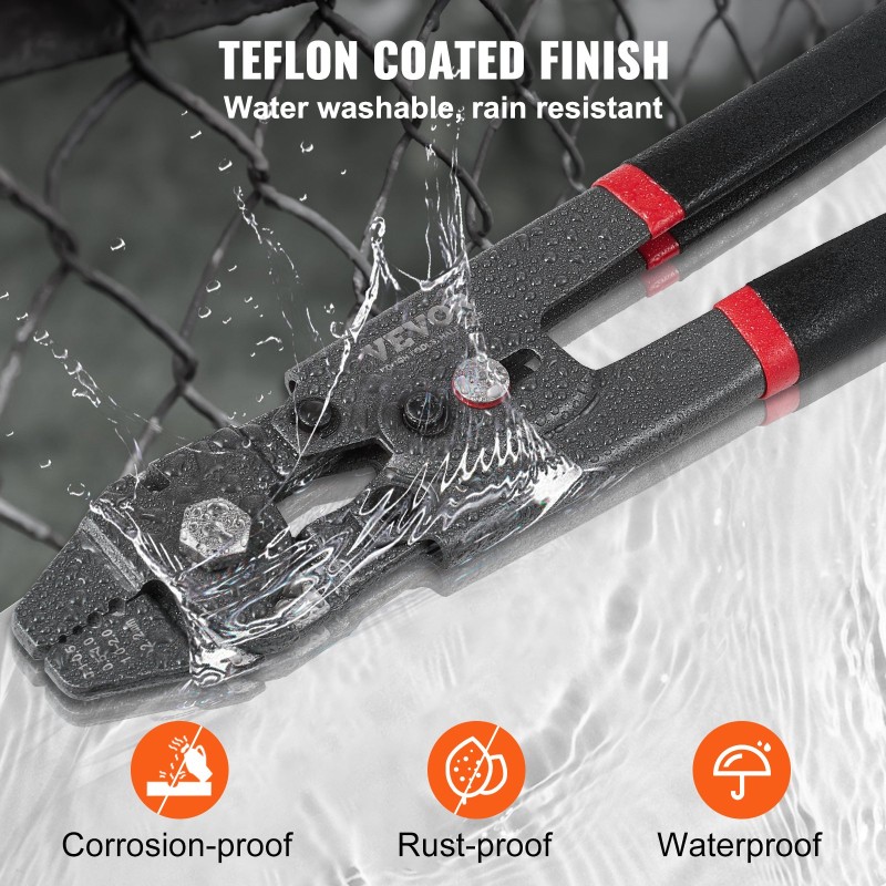 Puristustyökalu vaijerille 0,1–2,2 mm teflonpinnoitettu sisältää vaijerileikkurin ja 160 alumiiniholkkia