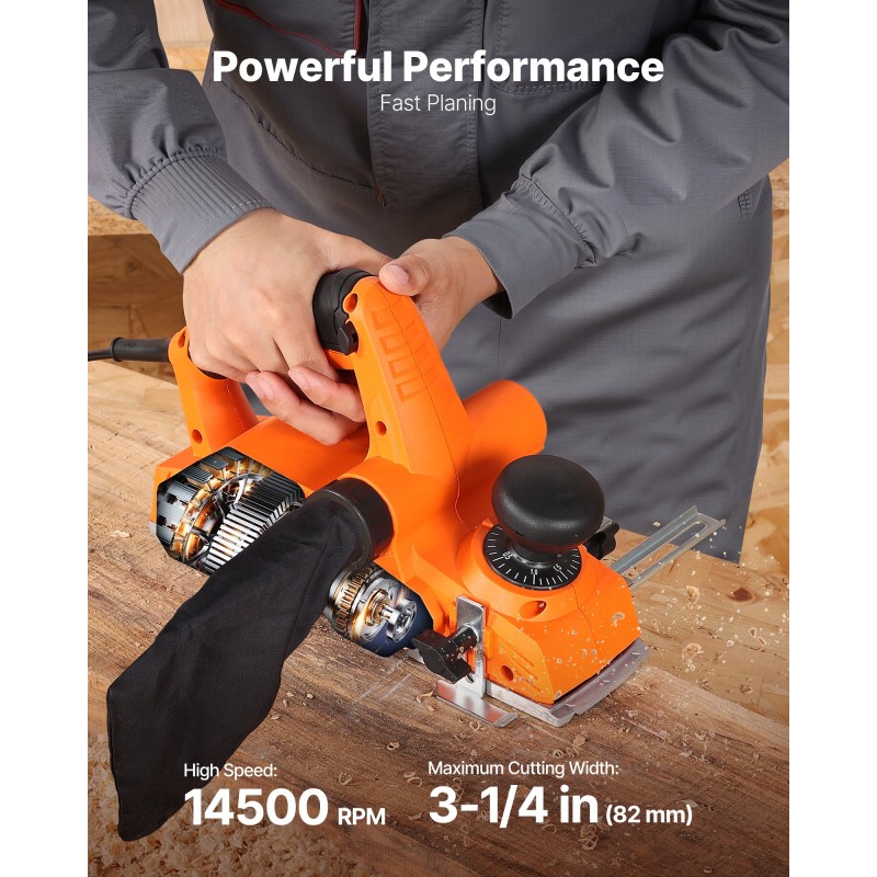 Sähköinen käsihöylä puulle 82 mm 900 wattia säädettävä 3 mm 2 terää