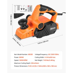 Sähköinen käsihöylä puulle 82 mm 900 wattia säädettävä 3 mm 2 terää