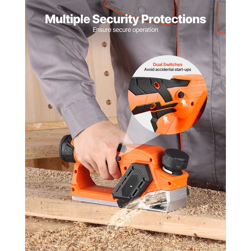 Akkukäyttöinen käsihöylä 56 mm leikkuuleveys harjaton moottori 12 V 2 Ah