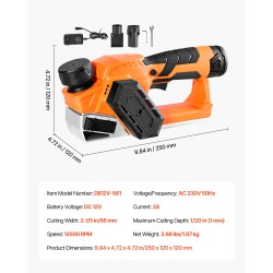 Akkukäyttöinen käsihöylä 56 mm leikkuuleveys harjaton moottori 12 V 2 Ah