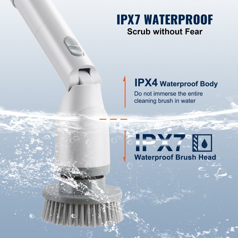 Sähköinen pyörivä pesuharja langaton kaksi nopeutta yhdeksänkymmenen minuutin käyttöaika teleskooppivarsi neljä harjapäätä