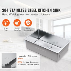 Keittiöallas 304-ruostumaton teräs alta-asennettava yksiallas 230 mm syvä 762x457 mm 3 kpl