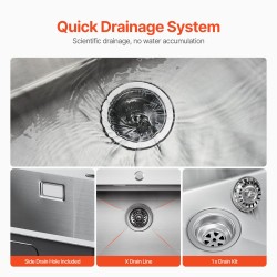 Päältä asennettava keittiöallas 304-ruostumatonta terästä 68x45 cm 19 cm syvä