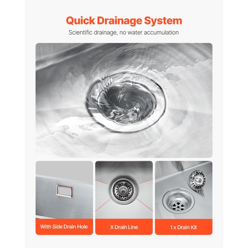 Keittiöallas 304 ruostumaton teräs 50x43 cm yksiallas syvyys 19 cm keittiöön