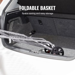 Kokoontaitettava rautaputkirunkoinen ostoskärry 49,9 kg kantavuus kääntyvillä etupyörillä