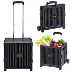 Taitettava käyttövaunu PP muovinen 36 kg kantavuus teleskooppikahva kaksi pyörää