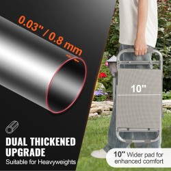 Puutarhapolvistumistuki ja istuin hiiliteräsrunko EVA-pehmuste taitettava työkalutaskulla