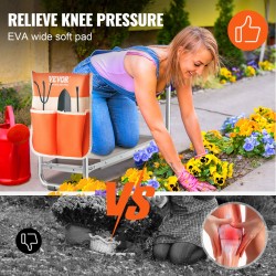 Puutarhapolvistumistuki ja istuin hiiliteräsrunko EVA-pehmuste taitettava työkalutaskulla