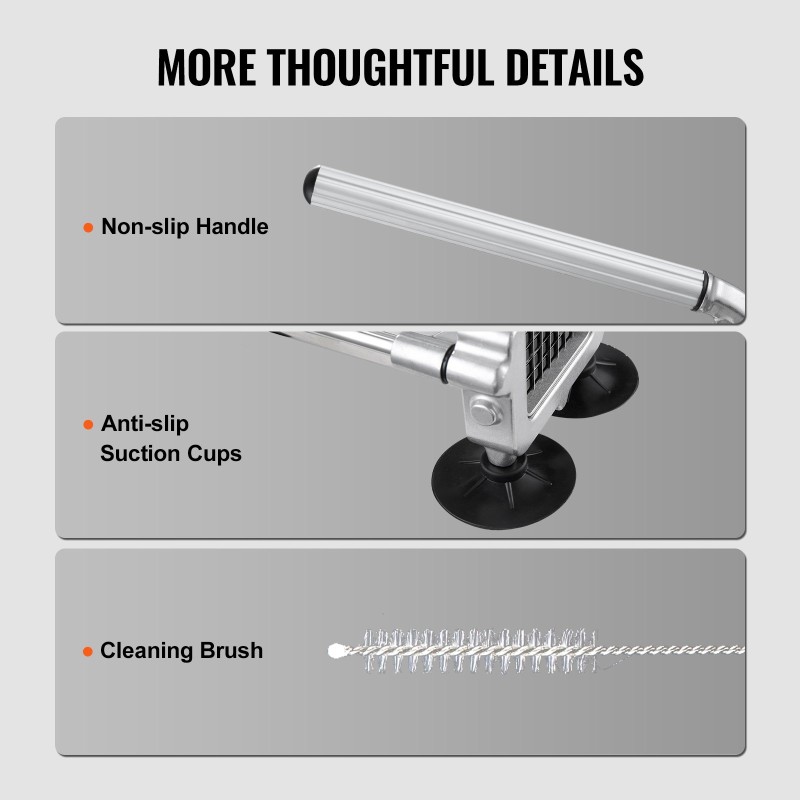 Manuaalinen perunaleikkuri alumiinista ja ruostumattomasta teräksestä imukuppijaloilla 1/2 ja 3/8 tuuman terillä