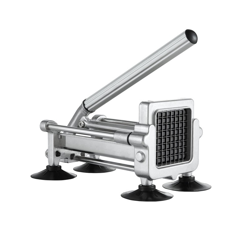 Manuaalinen perunaleikkuri alumiinista ja ruostumattomasta teräksestä imukuppijaloilla 1/2 ja 3/8 tuuman terillä