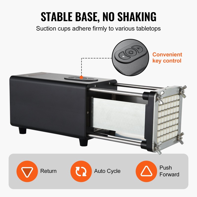 Sähköinen perunaleikkuri 1/2- ja 3/8-tuumaisilla ruostumattomilla terillä perunoille ja vihanneksille