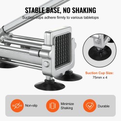 Manuaalinen perunaleikkuri alumiini ja ruostumaton teräsrunko 3 teräkokoa imukupilliset jalat