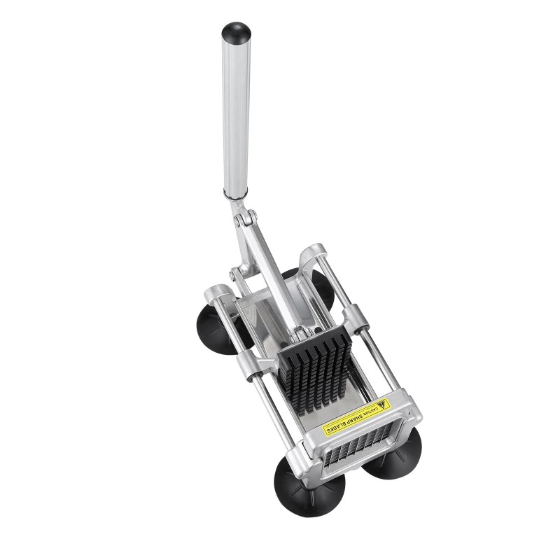 Manuaalinen perunaleikkuri alumiini ja ruostumaton teräsrunko 3 teräkokoa imukupilliset jalat