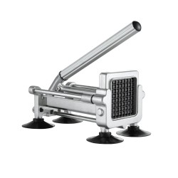 Manuaalinen perunaleikkuri alumiini ja ruostumaton teräsrunko 3 teräkokoa imukupilliset jalat