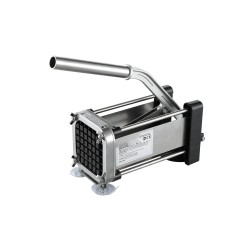 Manuaalinen perunaleikkuri 1 2 tuumainen ruostumaton terä alumiinirunkoinen imukuppijalkainen kumipäällysteinen vipukahva