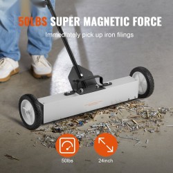 Rullaava työntömallinen magneettikeräin seitsemänkymmentäneljä senttimetriä leveä teleskooppikahvalla säädettävillä pyörillä