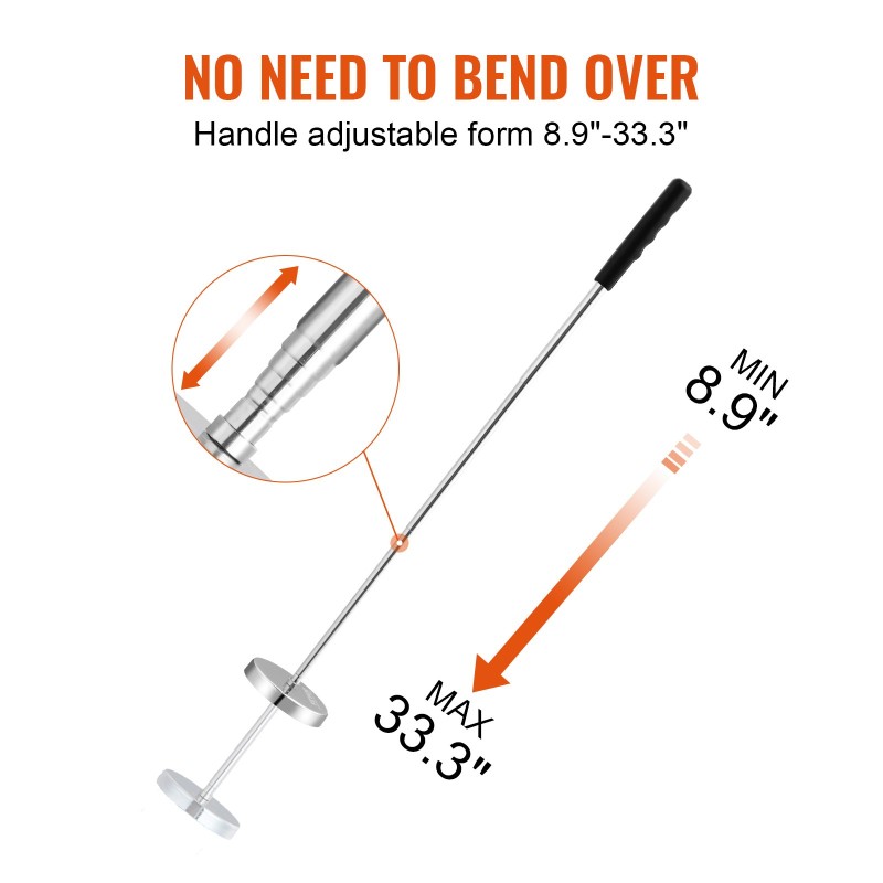 Käsikäyttöinen magneettikeräin 15,9 kg vetovoima säädettävä teleskooppivarsi 210–845 mm ergonominen kahva