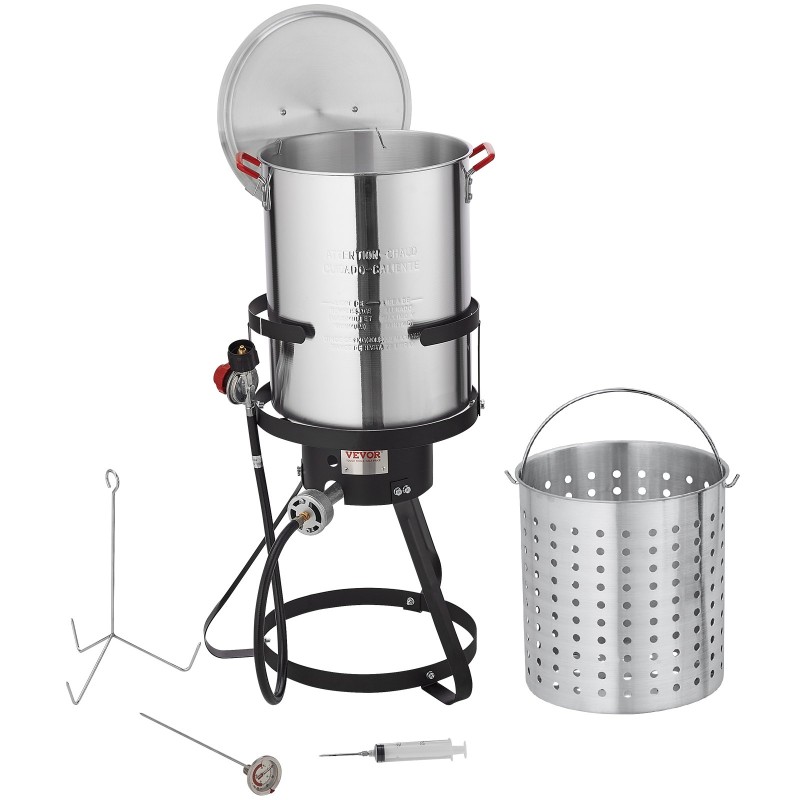 Kalkkunakeitin 30-quartin alumiinikattila ulkokäyttöön 54000 BTU poltin korilla lämpömittarilla