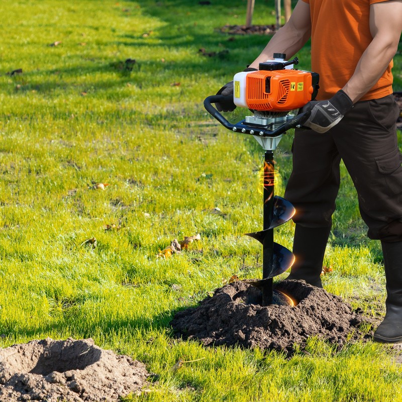 Bensiinikäyttöinen maapora 63 cm3 2400 W 20,3 cm poranterällä ja jatkovarsilla
