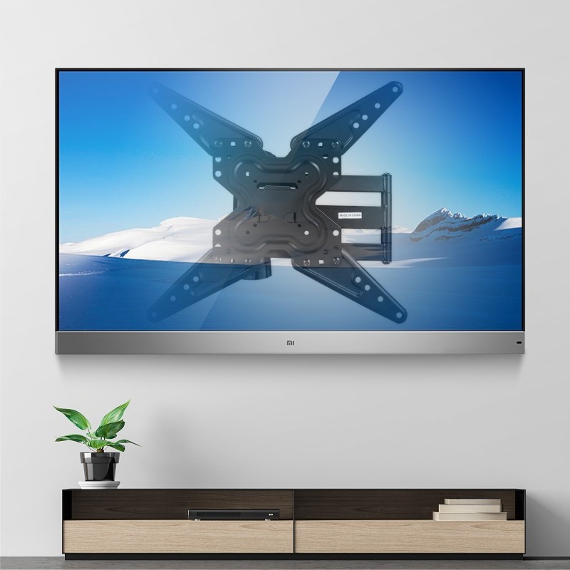 TV-seinäteline hiiliteräksinen täysliikkeinen nivelvarsilla 26–55-tuumaisille televisioille tilaa säästävä asennustarvikkeet