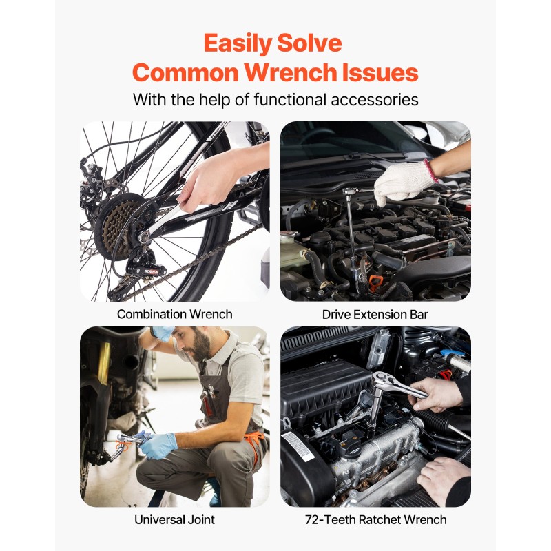 Hylsy- ja työkalusarja 450 osaa syvät ja vakiomittaiset 6,4 9,5 12,7 mm