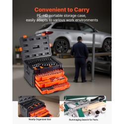 Hylsy- ja työkalusarja 450 osaa syvät ja vakiomittaiset 6,4 9,5 12,7 mm