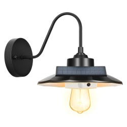 Aurinkokennolla toimiva ulkoseinävalaisin kaarevalla varrella korkeapainerautarunko liiketunnistin