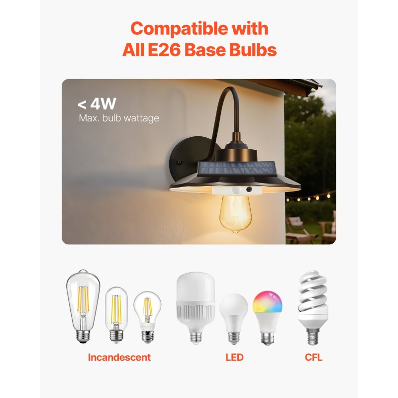 Aurinkokennolla toimiva ulkoseinävalaisin kaarevalla varrella korkeapainerautarunko liiketunnistin