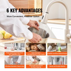 Hedelmä- ja viinipuristin ruostumattomasta teräksestä 5,5 l kahdella säiliöllä T-kahvalla