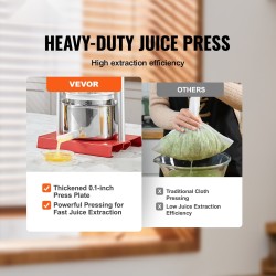 Manuaalinen hedelmä- ja viinipuristin ruostumattomasta teräksestä kolmen litran kahden tynnyrin säädettävällä T-kahvalla