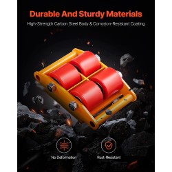 Koneenalustavaunu hiiliteräs 6 tonnin kantavuus neljällä PU-pyörällä 360 asteen pyörölevyllä