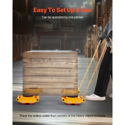 Koneenalustavaunu hiiliteräs 6 tonnin kantavuus neljällä PU-pyörällä 360 asteen pyörölevyllä