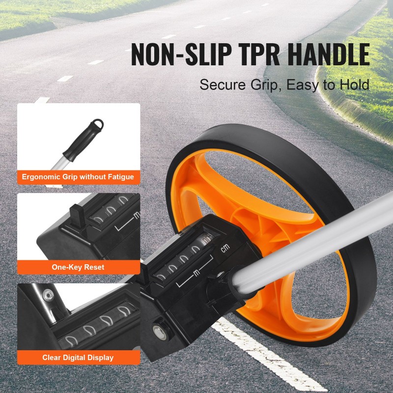 Mittapyörä pyörän halkaisija 159 mm teleskooppivarsi 100–42 cm mekaaninen laskuri selkäreppu