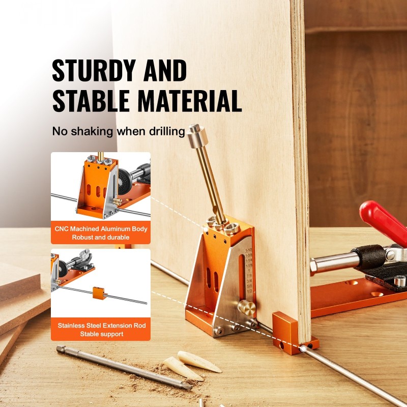 Taskuruuvijigi säädettävä 34-osainen alumiiniseosrunko 27,9 cm C-puristin työkalupakki tee-se-itse-puutöihin