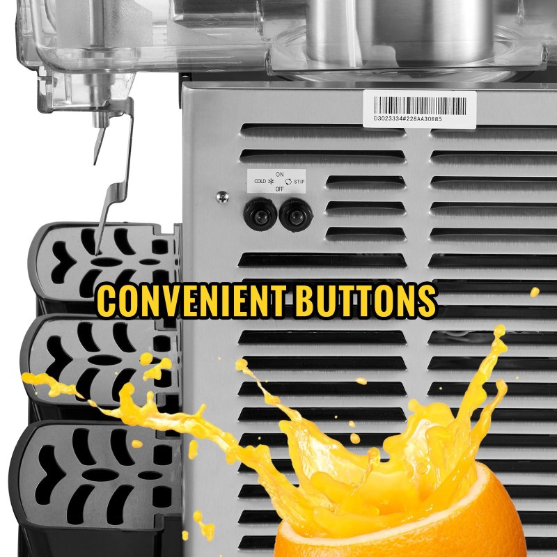 Kylmäjuoma-annostelija kolmisäiliöinen 12 litran säiliöt yhteensä 36 litraa ruostumaton teräsrunko lämpötilansäädin